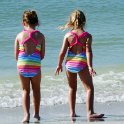 Mogan and Lilly try the water